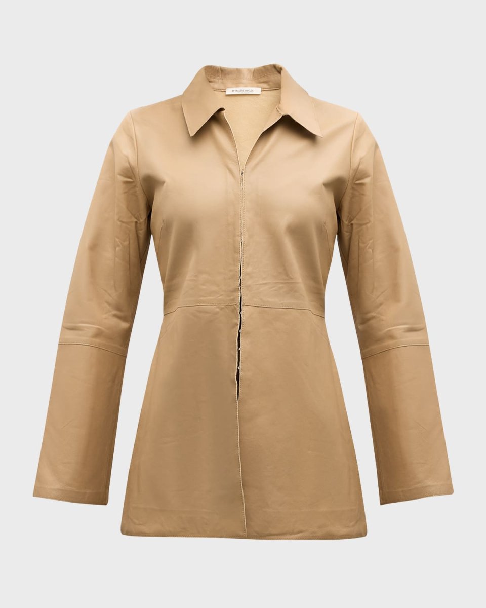 Alleys Hook-&-Eye Leather Shirt